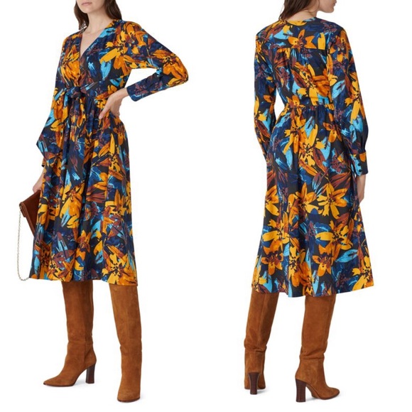 Marissa Webb Dresses & Skirts - Marissa Webb Lily Floral Shirtdress long sleeve poplin cotton v-neck midi